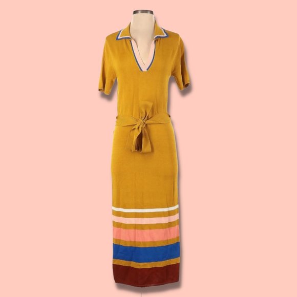 eva mendes for New York & Company Dresses & Skirts - Calf length midi dress, Size S, V-Neck Princess sleeves, Orange, Eva Mendes